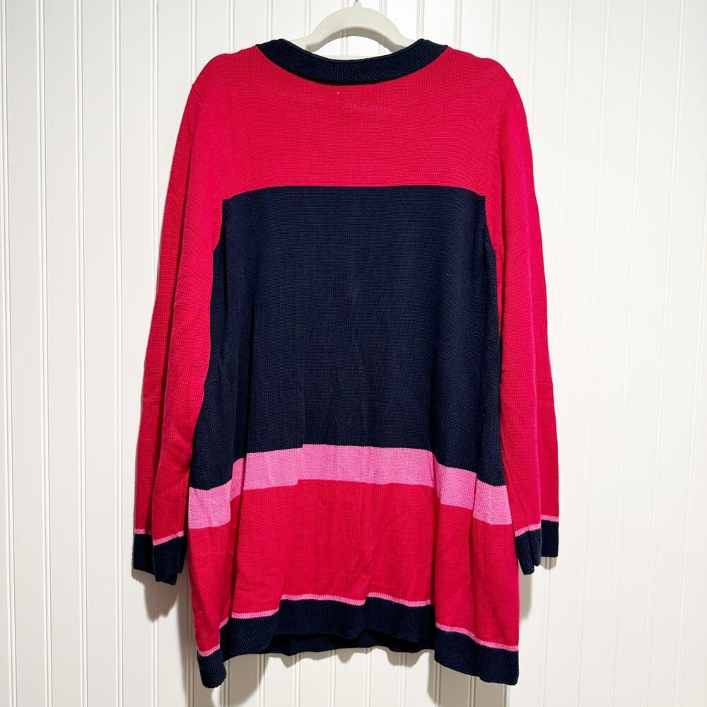 Charter Club Cotton Tunic Sweater Red Pink Navy Blue Colorblock Plus Size 2X - Picture 5 of 5